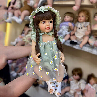 55cm Reborn Dolls Full Body Silicone Vinyl Doll Beauty Long Hair Lifelike Lovely