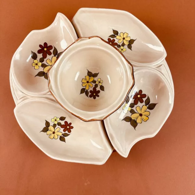 CALIFORNIA ORIGINAL LAZY Susan 1960s Veggie Tray with Wooden Spin Base