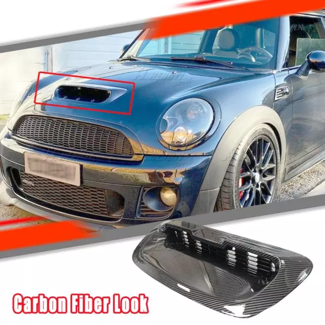 For Mini Cooper S R56 R55 R57 2007-2014 Hood Bonnet Scoop Vent Cover Carbon Look