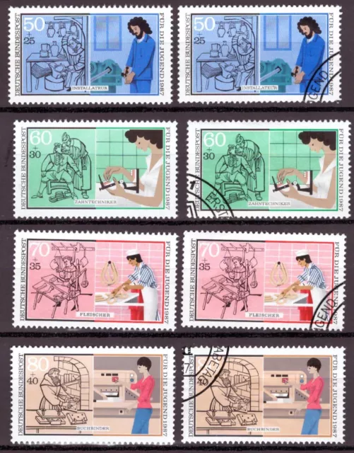 Bund Mi-Nr.  1315-1318 Postfrisch + Gestempelt = Zuschlagsmarken Berufe