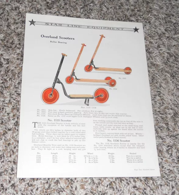 Vtg Hunt Helm Ferris & Co Star Line Scooters Sales Advertising Ad (D19)