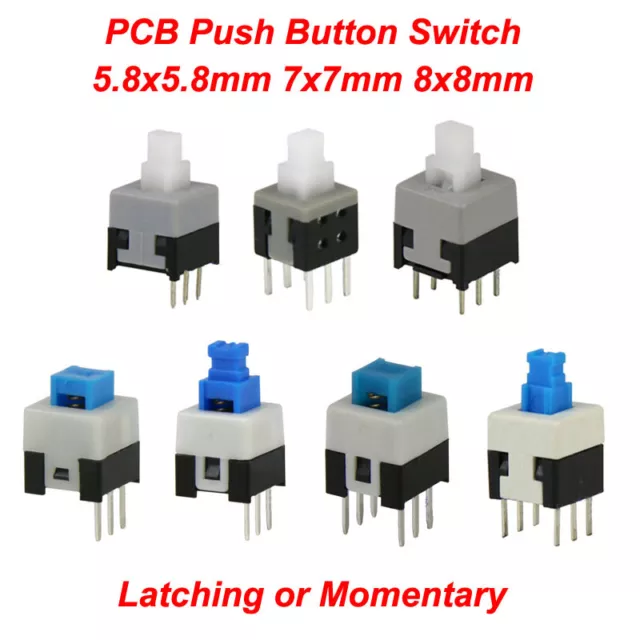 Push Button Switch DPDT Latching or Momentary PCB 5.8x5.8mm7x7mm 8x8mm 8.5x8.5mm