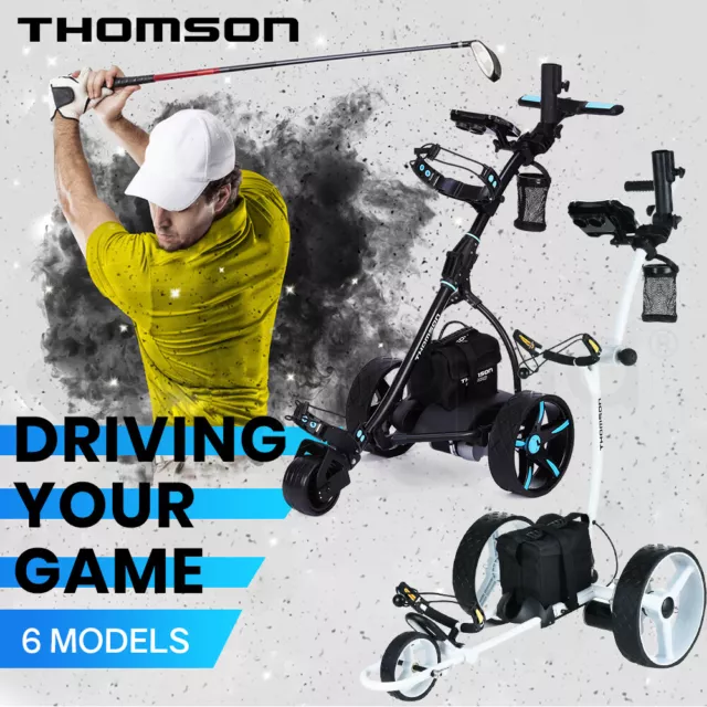 THOMSON Golf Buggy Automatic Trolley Motorised Electric Foldable Cart LED