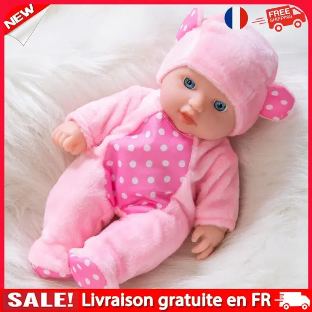 Silicone Babe Doll Vinyl Flexible Lifelike Reborn Doll Toy (Pink Dot)