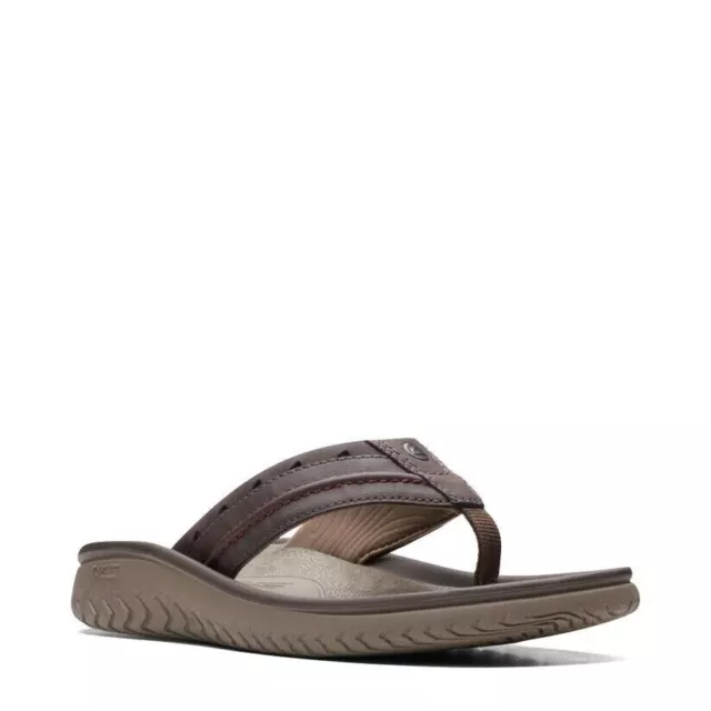 CLARKS WESLEY POST Faux Leather Slip On Thong Sandals Shoes 8 M brown ...