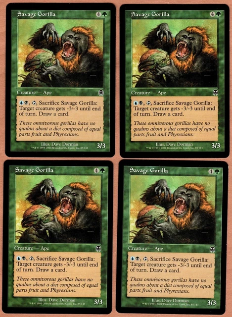 MTG Magic The Gathering 4x Savage Gorilla - Apocalypse (APC) Playset Green LP MTG Magic The Gathering 4x Savage Gorilla - Apocalypse (APC) Playset Green LP