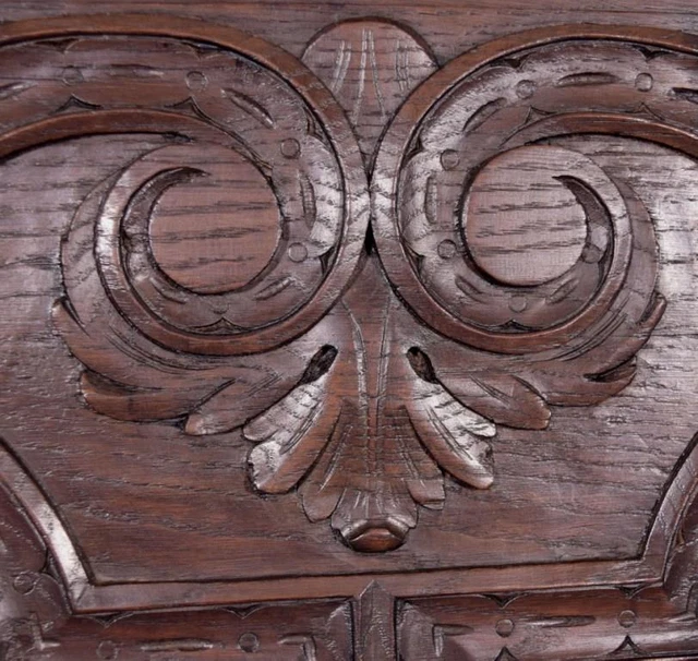 *Large Gothic Carved Architectural Door Panel in Solid Oak Wood with Iron 6