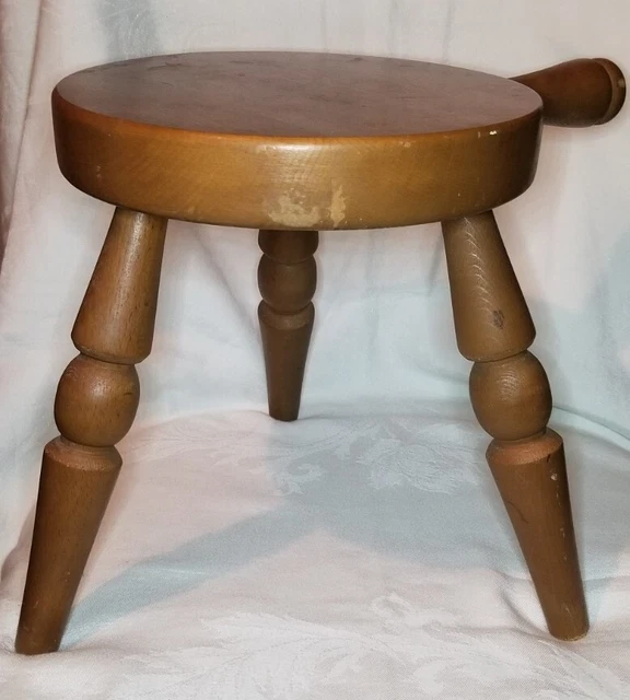 Wood Milking Stool Authentic Furniture Products 3 Legged Handle Footstool Japan