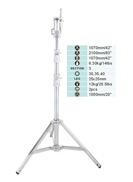 2m Low Boy Mighty Studio Combo Soporte Carga 20kg para Luz HMI Compacto par M18