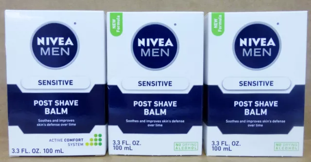 3 Nivea Men Sensitive Post Shave Balm 3.3 Fl Oz ea NEW!