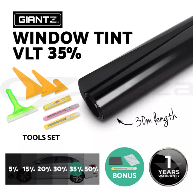 Giantz Window Tint Film Black Roll 35% VLT Home 100cm X 30m Tinting tools Kit