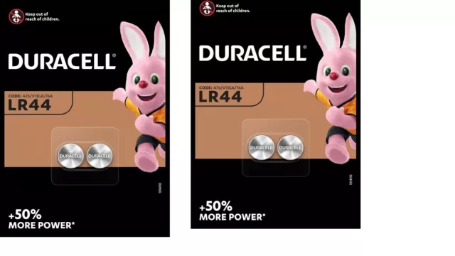 4 x Duracell LR44 1.5V Alkaline Button Cell Batteries LR 44 A76 AG13 357 SR44