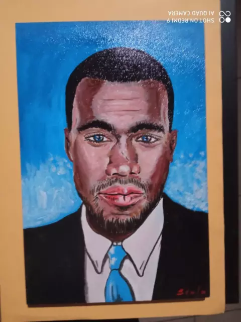 Kanye West painting on canvas flat 30x20 cm signed by Roberto Scala style street