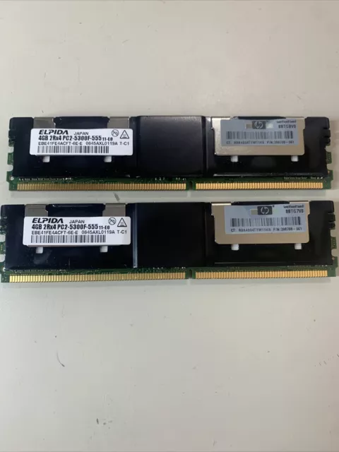 ELPIDA 8GB (2X4GB) PC2-5300F DDR2 ECC Server Memory EBE41FE4ACFT-6E-E 398708-061