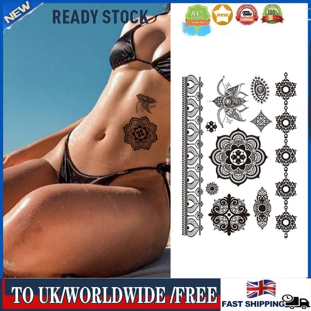 6pcs Disposable Tattoo Decals Set Waterproof Retro Stickers for Adults 148x210mm
