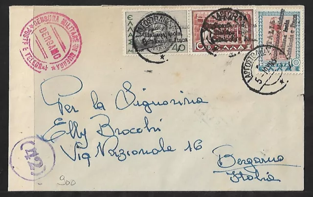 Ionian Islands Italian Occupation Greek Ovpt Stamps On Censor Cover 1941