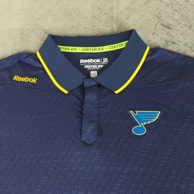 St Louis Blues Polo Shirt Reebok Center Ice Collection Blue Short Sleeve Men XL