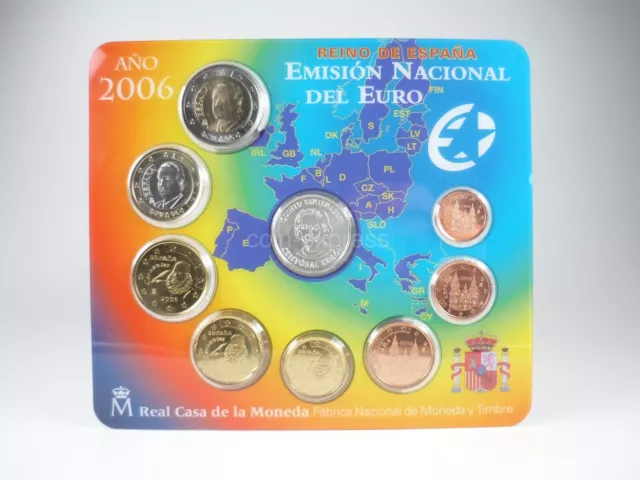 *** EURO KMS SPANIEN 2006 BU Christoph Kolumbus Kursmünzensatz im Folder ***