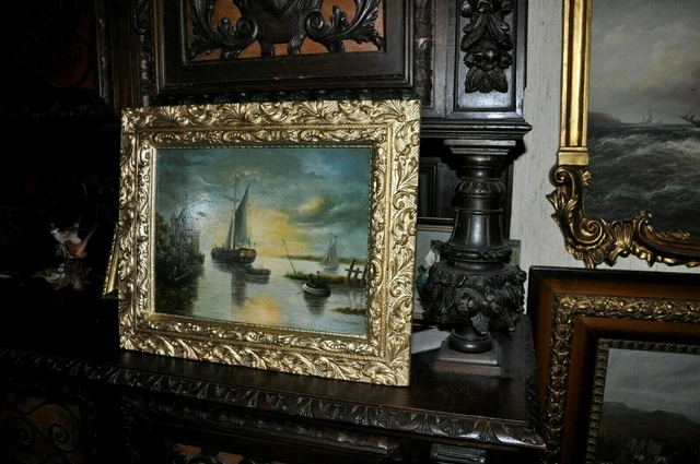 Lovely 19th century Ship scape very translucent Fine condition on Board