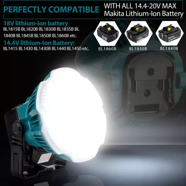 24W 2400LM Cordless Camping Lantern with Hanging Hook for Makita LXT 18V Battery