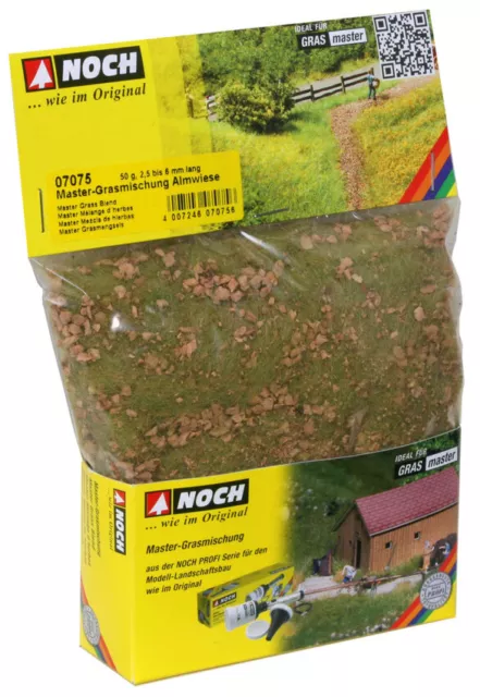 NOCH, Sachet de flocage mélange d'herbe pré d'alpage 2.5mm et cailloux 6mm 50...