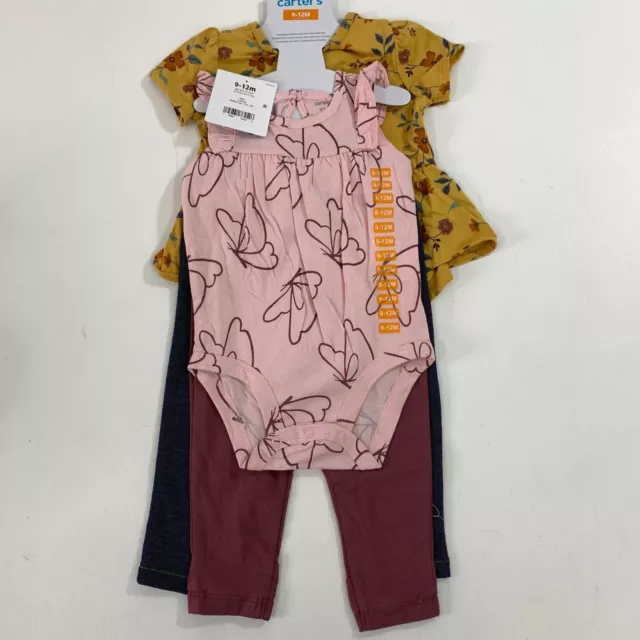 Carter's Baby 12M Girls' 4 Piece Set Short Sleeve Bodysuit Pants 12 Months