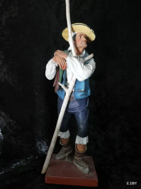 SANTON NAPOLITAIN XIX é  PERSONNAGE HOMME ITALIEN  papier maché et terre cuite