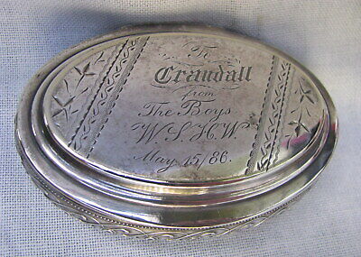 Fine 1886 Presentation Engraved Snuff / Tobacco Box By Whiting, N.y.