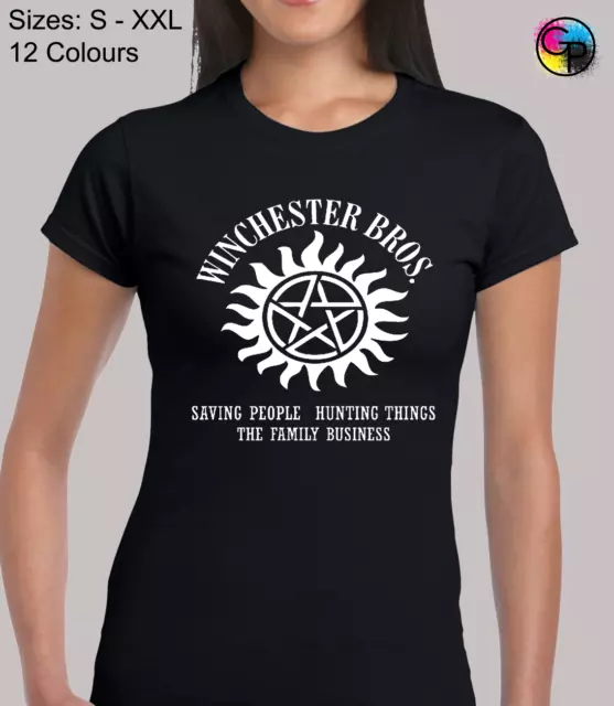 Winchester Brothers Action Supernatural Devil Sam Dean Fitted T-Shirt Top Women