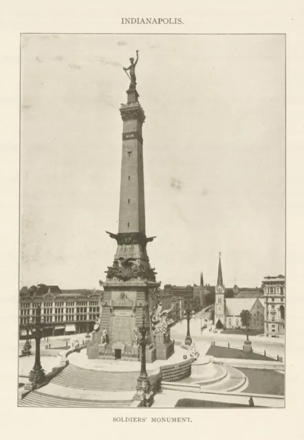 Indianapolis. Soldiers' Monument 1907 antique vintage print picture