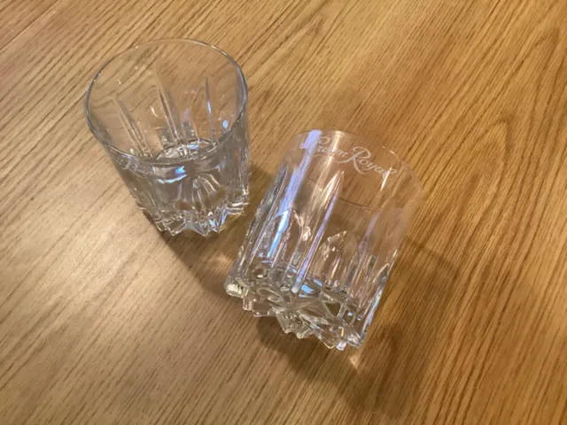 SET OF 2 Crown Royal Diamond Cut Embosed MADE IN ITALY Whiskey Rocks Glasses 3.5