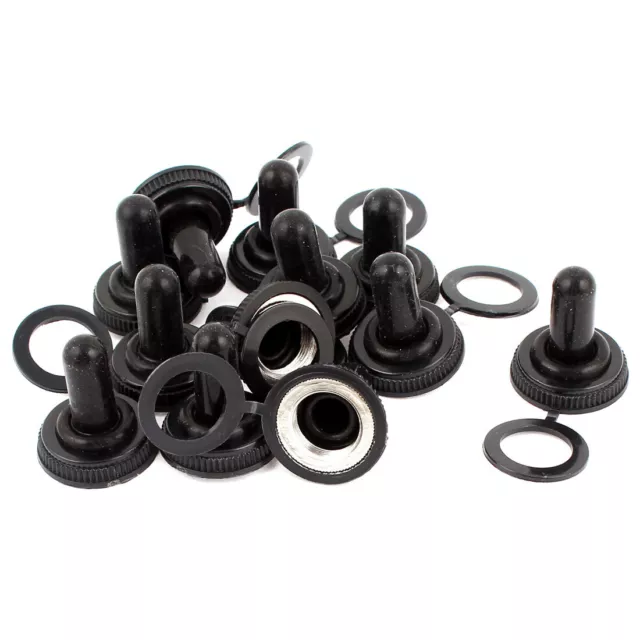12pcs 18mm Knob Black Toggle Switch Waterproof Boot Rubber Cover Cap Protector