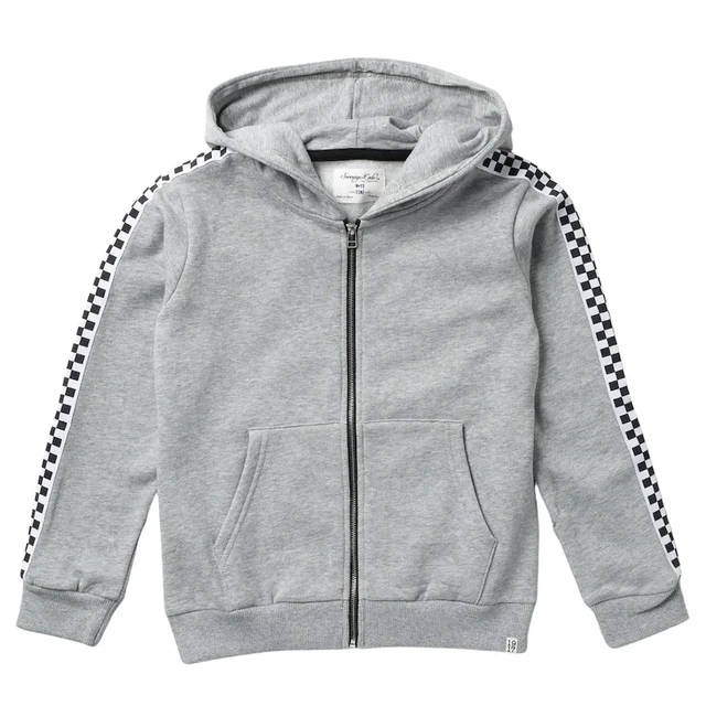 SOVEREIGN CODE Kids' King Check Hooded Jacket In Heather Grey Hoodie M(10-12)