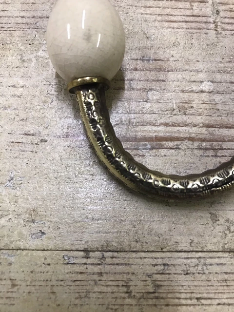 Original  Antique Victorian Brass Coat Hook Old  Metal Reclaimed Vintage 2