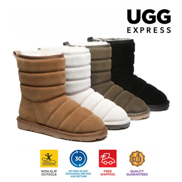 EVERAU® UGG Boots Women Men Australia Sheepskin Wool Water Resistant Puffer