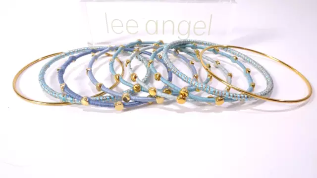 Lee Angel Neiman Marcus Women's Color Candy Gold Dot Wrap Bangle Bracelet Set