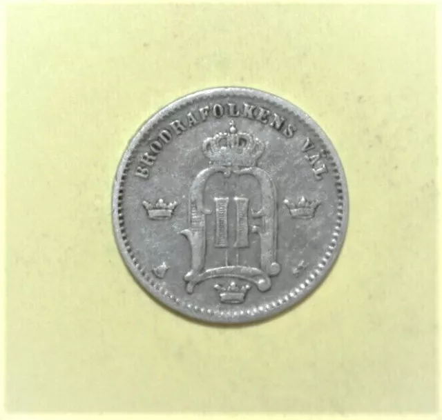 S7 - Sweden 10 Ore 1874 Very Fine Silver Coin - King Oscar II *** Scarcer