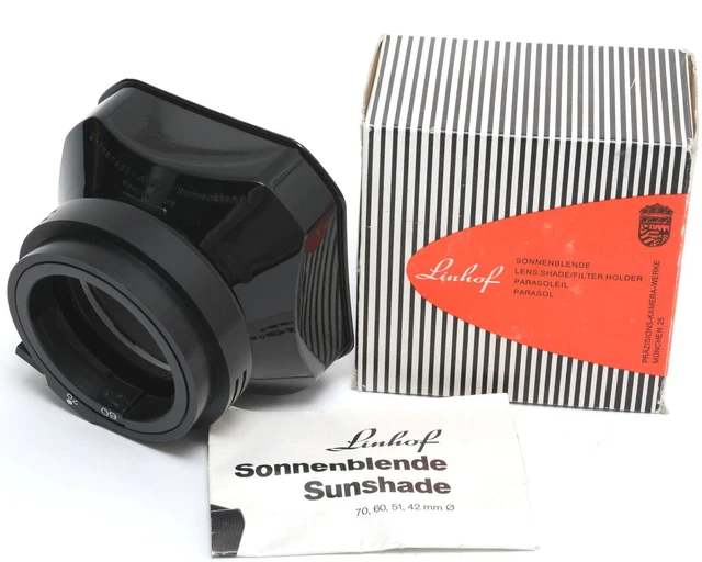 Linhof vintage Universal Lens Shade Hood / Filter Holder 70/60 boxed code 00191