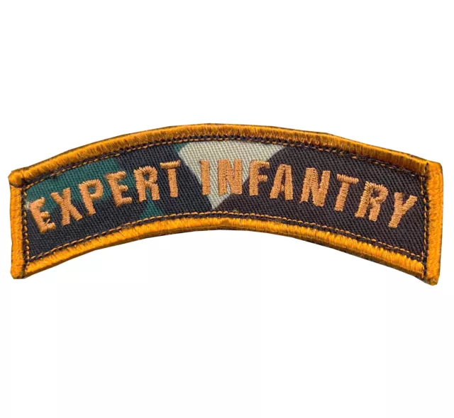 Expert Infantry Tab - Gold Brown Camo - US Army 11B - H&L Backed- US Army Grunt