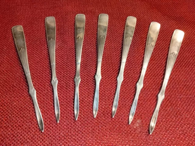 Antique Reed & Barton 5" lobster picks set of 7, Pat. Date 1884 monogramed 106g