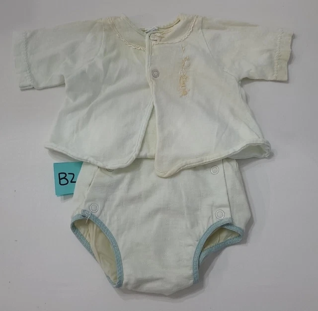 Infant /Baby Carters 2Piece Short Set White & Blue Stains Vintage ⬇️ BZ
