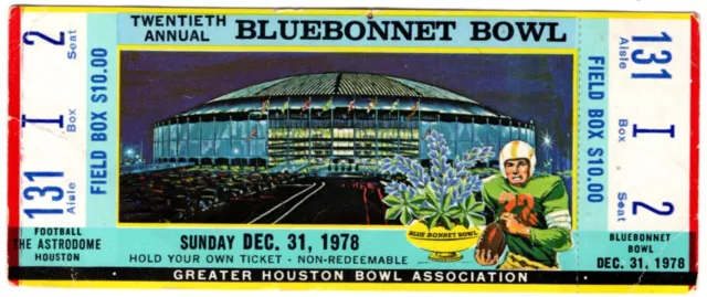 1978 BLUEBONNET BOWL Ticket STANFORD CARDINAL vs GEORGIA BULLDOGS 12/31/78