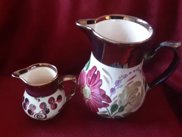 Vintage Harvest Ware Pitcher Wade Handpainted England. Lot Of 2 Pieces. 3