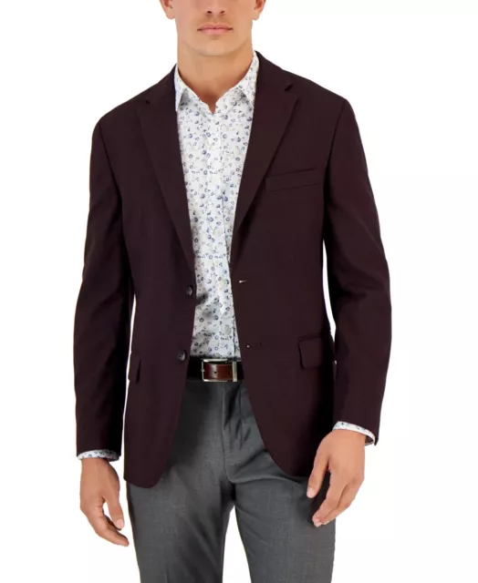 Tommy Hilfiger Mens Modern Fit Sport Coat Wine Red 36R