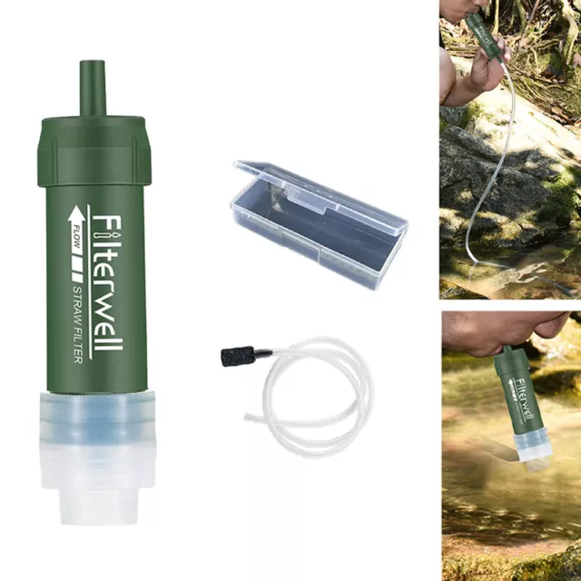 Mini Camping Purification Water Filter Straw TUP Carbon Fiber Water Bag SurvivDC