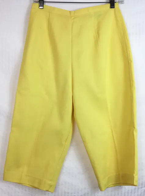 S Vintage 50s Catalina Cotton Pedal Pusher Capri Shorts Yellow Back Zip