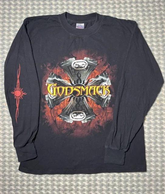Vintage 2000s Godsmack Tour Shirt Mens Medium Black Rock Metal Band Long Sleeve