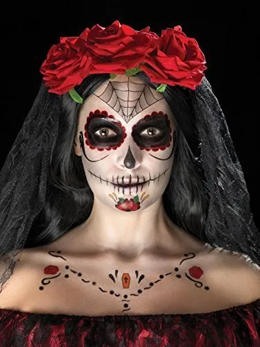 Smiffys Smiffys Make-Up FX, Day of the Dead Kit, Aqua, Red