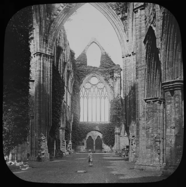Magic Lantern Slide TINTERN ABBEY WEST WINDOW C1888 PHOTO WALES MONMOUTHSHIRE