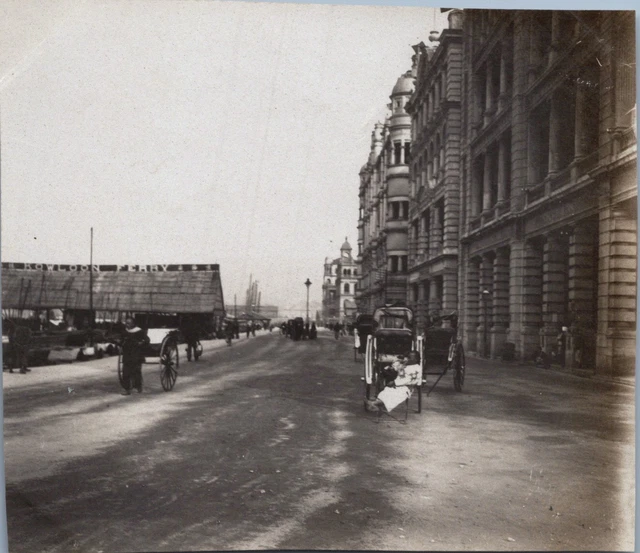 Tirage Vintage Hong Kong Rue Sur Le Quai Circa 1900 - Format 7x8,5 Cm - Tirage D'époque Original